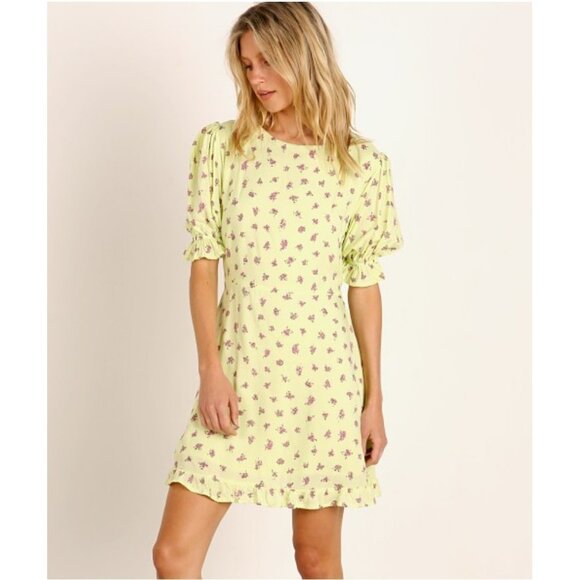 Faithfull the Brand Florence Mini Dress Luda Lime Floral Size Small NWT - Picture 5 of 8